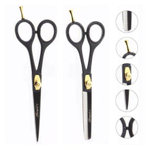 Load image into Gallery viewer, Professional Black 6&quot; Hairdressing Thinning Scissors Hair Cutting Shears Set - HARYALI LONDON